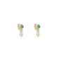 triangle emerald & dangling diamond stud earrings