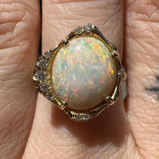 stardust ring - multicolor australian opal