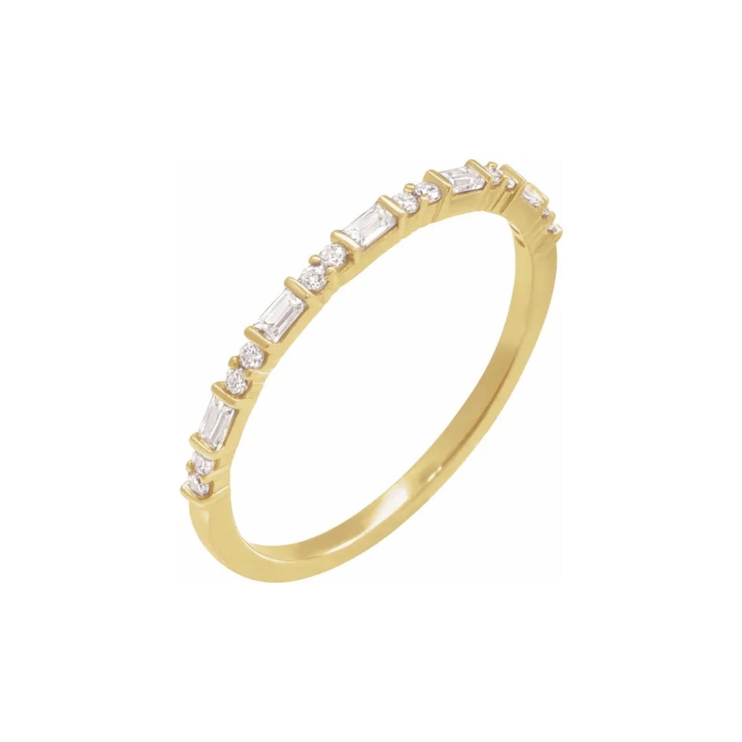 alternating stone half-eternity ring band - natural diamond