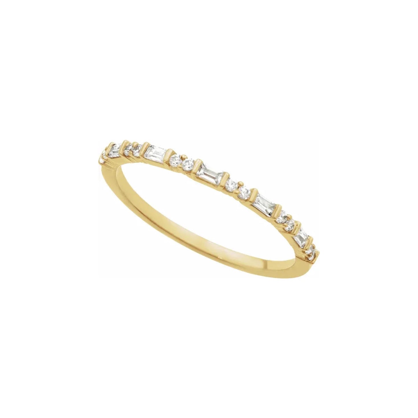 alternating stone half-eternity ring band - natural diamond