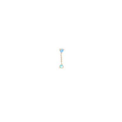 wwake / small two-step chain earring - opal - single