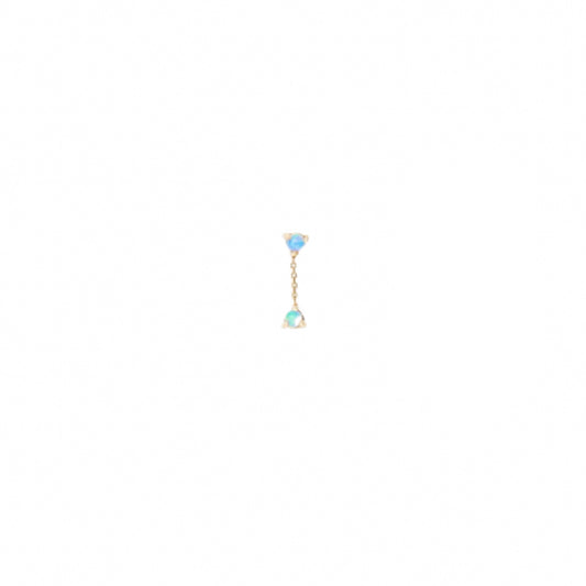 wwake / small two-step chain earring - opal - single