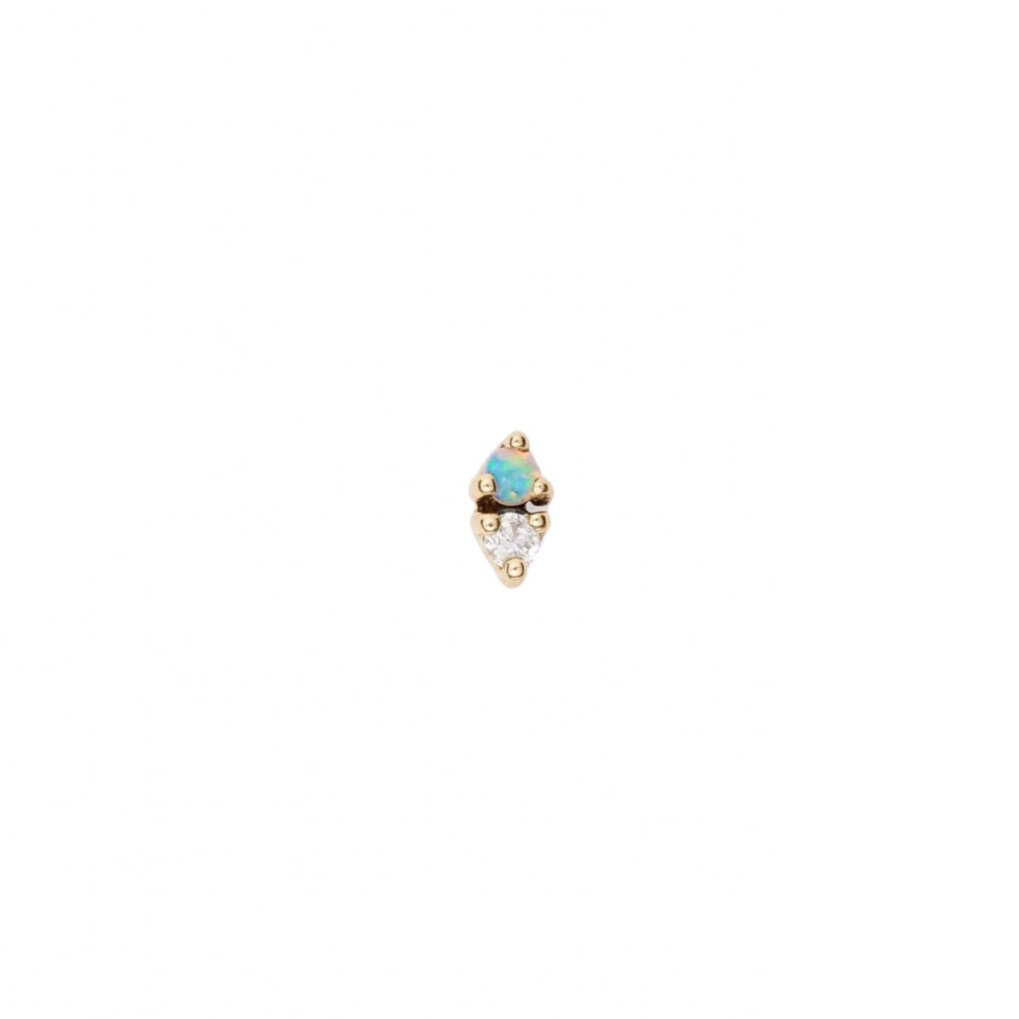 wwake / two-step stud earring - opal + diamond - single