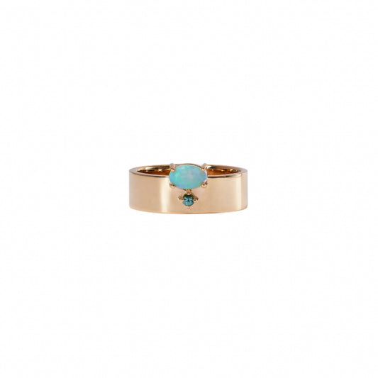 wwake / bricolage ring - opal + tourmaline