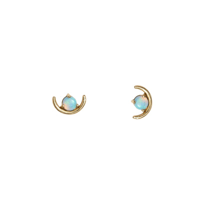 wwake / large opal arc stud earrings