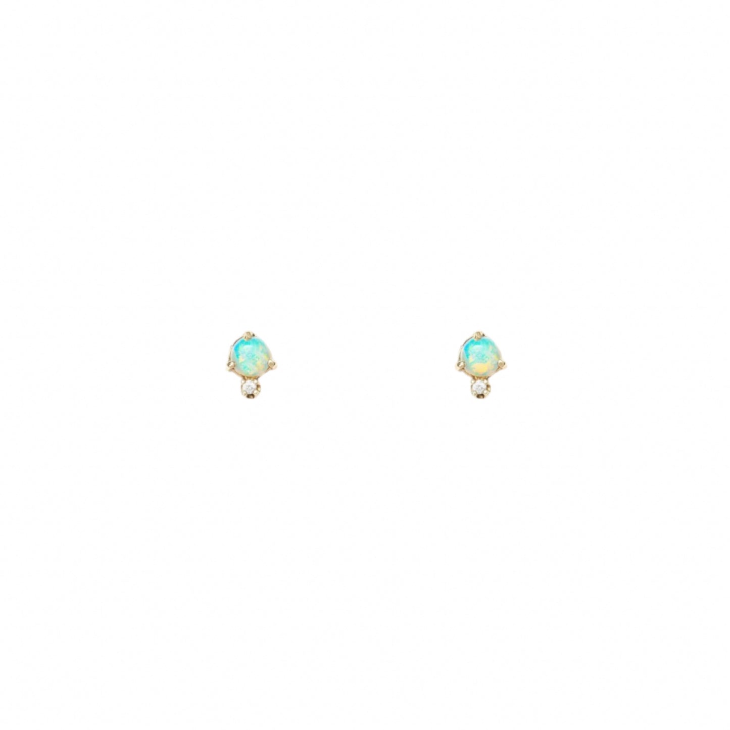 wwake / classic stud earrings - opal + diamond