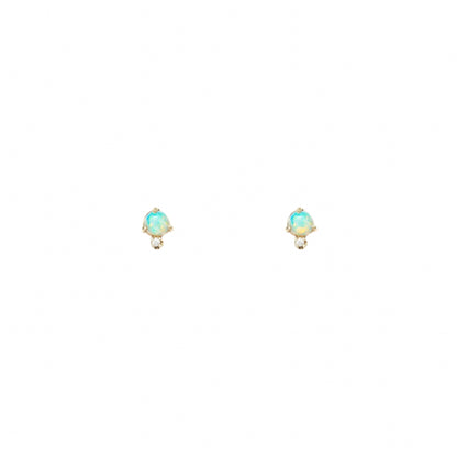 wwake / classic stud earrings - opal + diamond