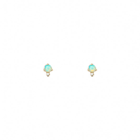 wwake / classic stud earrings - opal + diamond