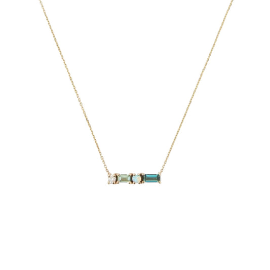 wwake / pillar necklace - opal + diamond + tourmaline