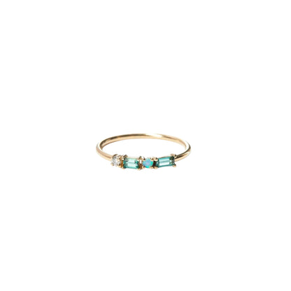 wwake / pillar ring - tourmaline + opal + diamond