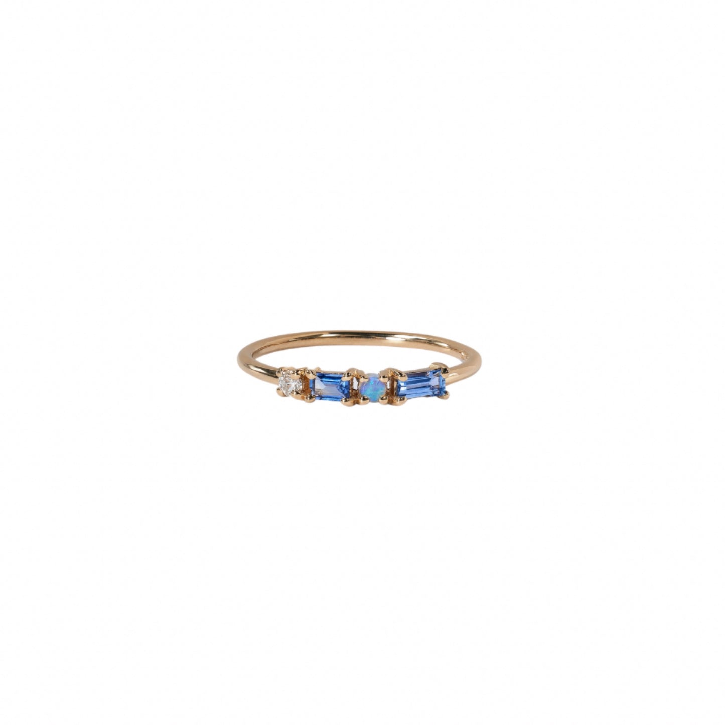 wwake / pillar ring - sapphire + opal + diamond