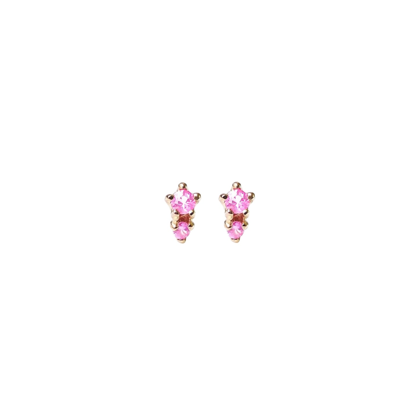 two-stone stud earrings - pink sapphire