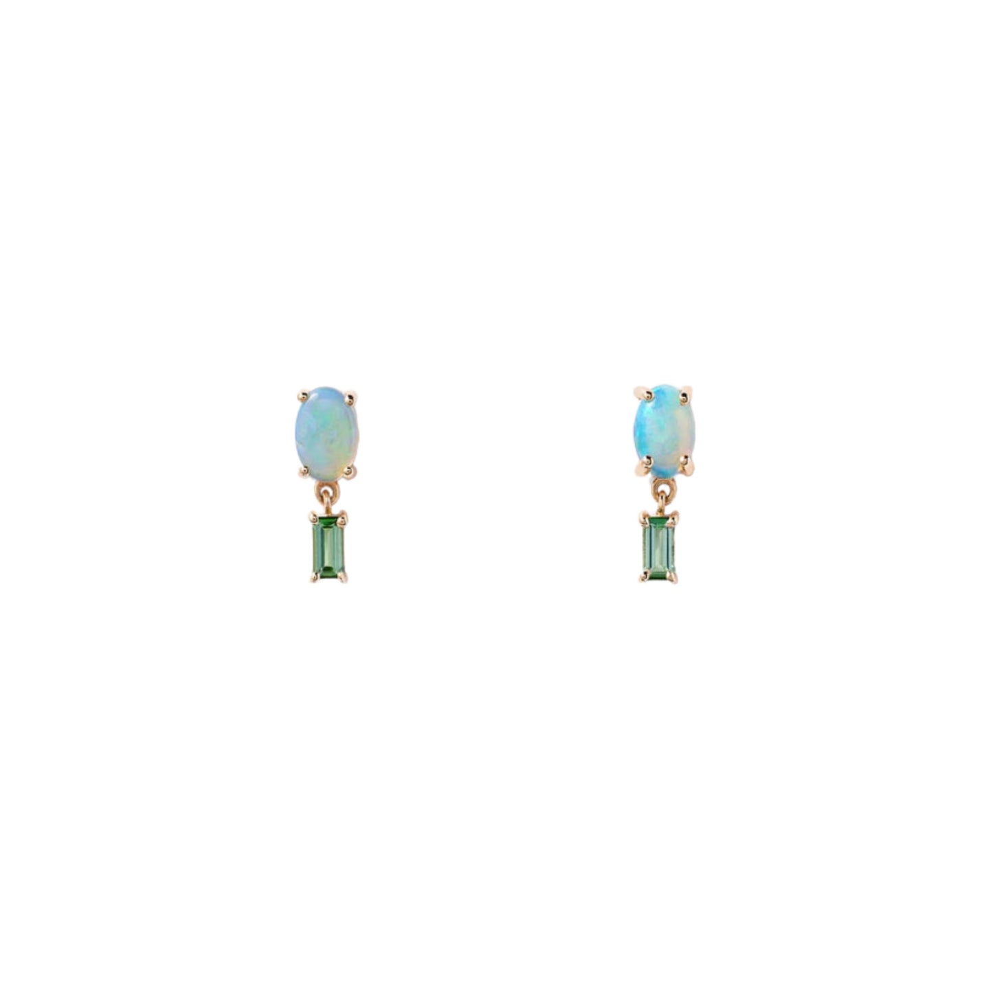 wwake / stela drop earrings - opal + tourmaline