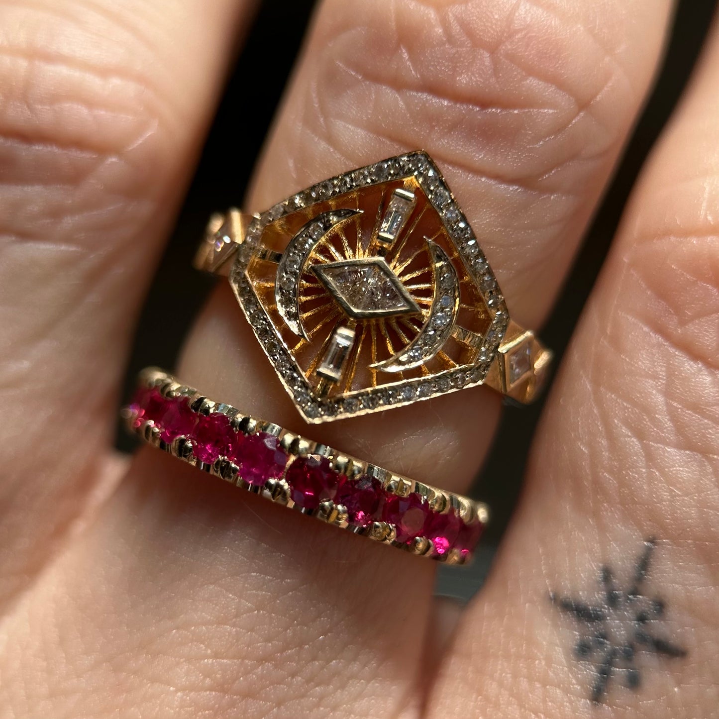 euro band ring - ruby