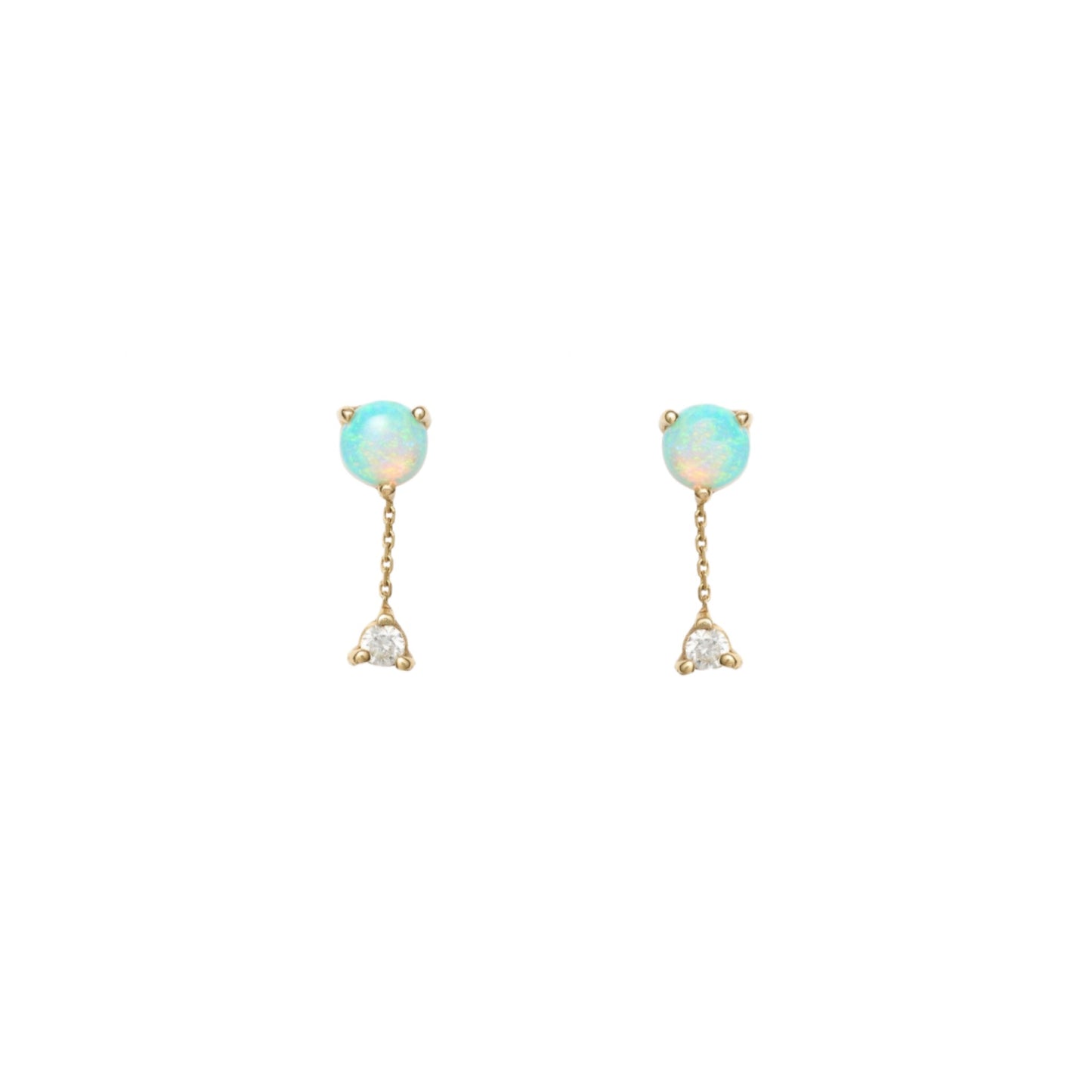 wwake / large two-step chain earrings - opal + diamond