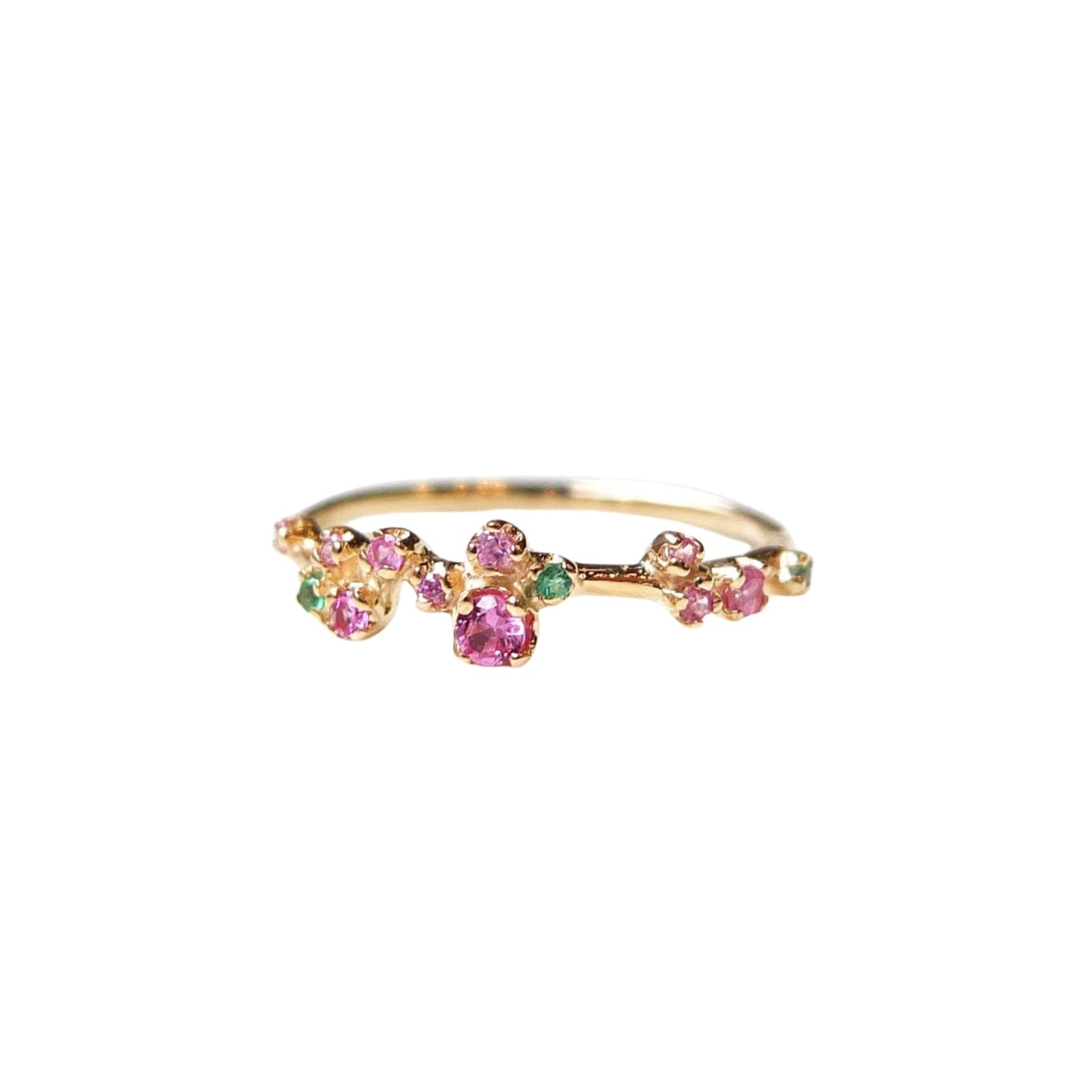 athena ring - pink sapphire + emerald