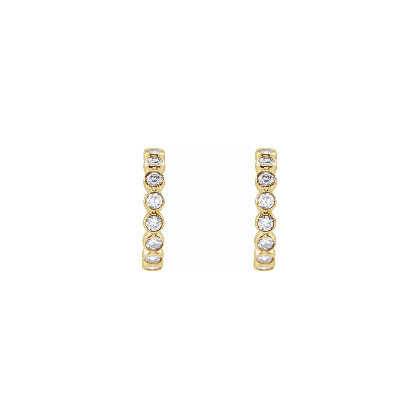 bezel stone post hoop earrings - grown diamond