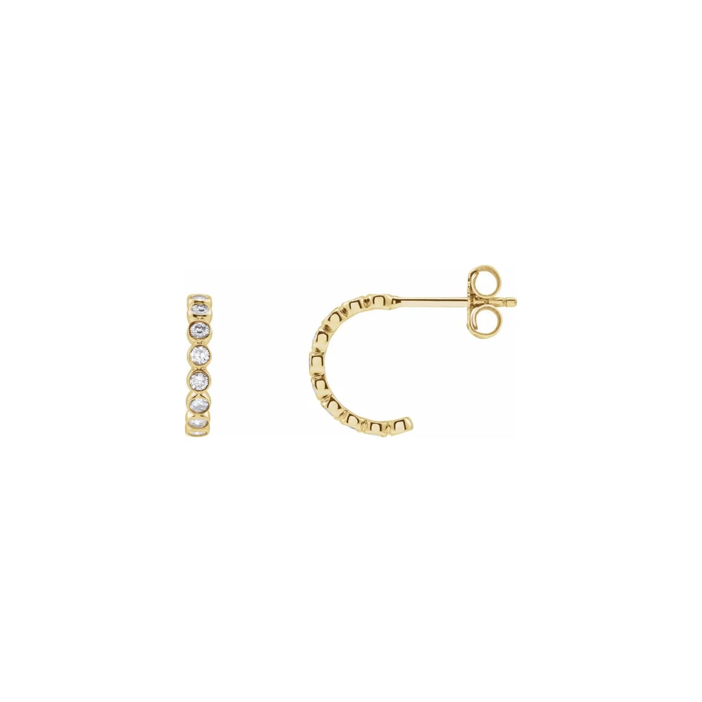 bezel stone post hoop earrings - grown diamond