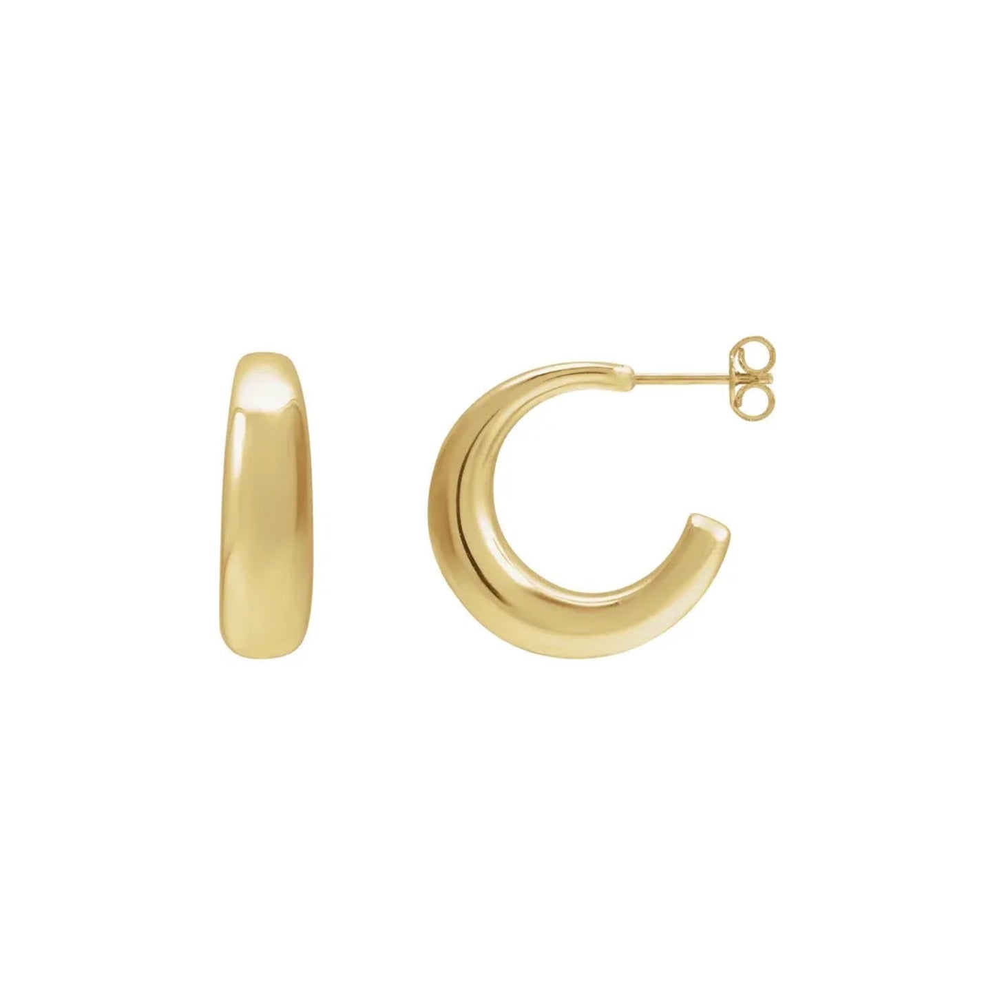 tapered puffed lightweight post hoop earrings