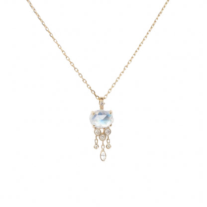 moonstone & dangling diamonds jellyfish necklace