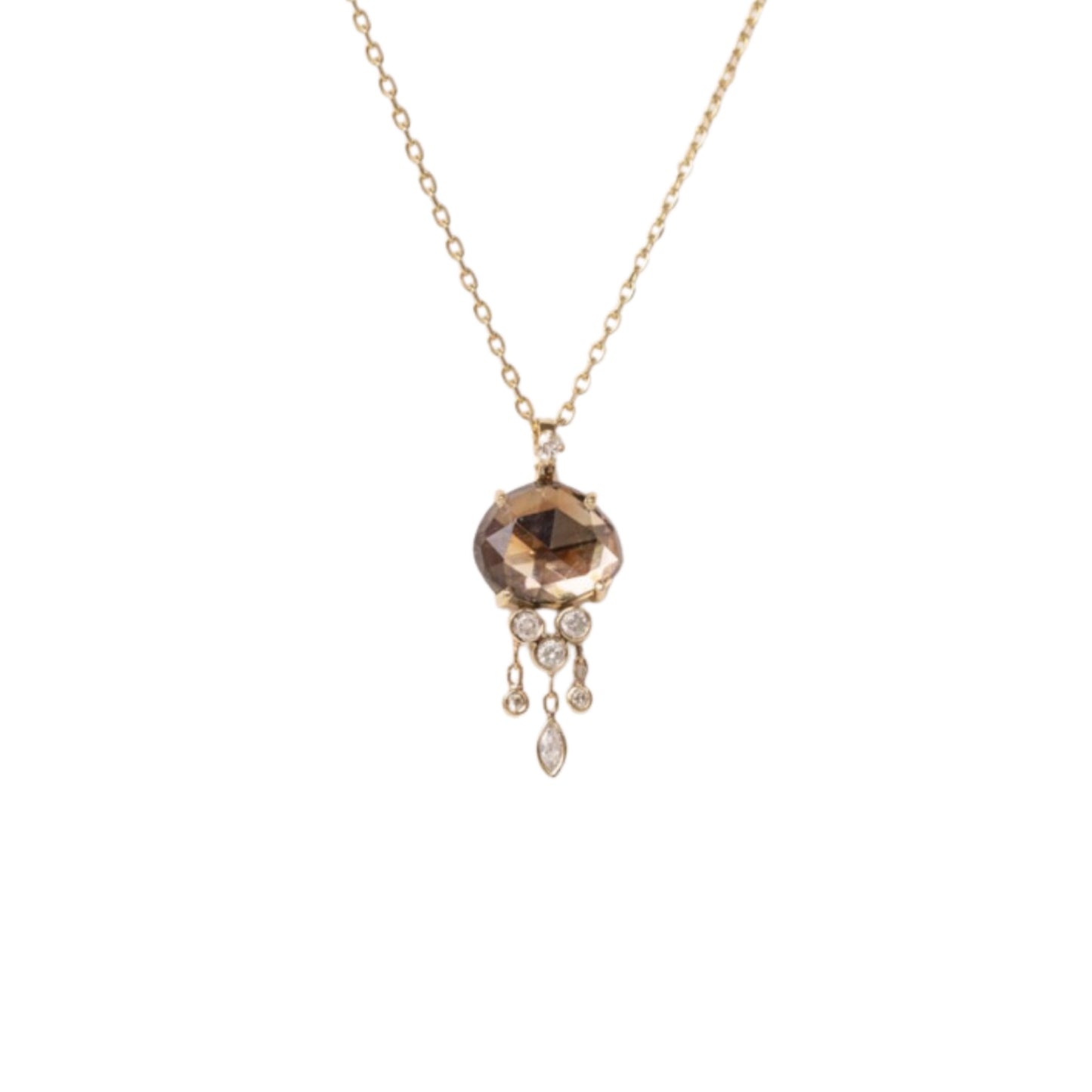 copper tourmaline & dangling diamonds jellyfish necklace