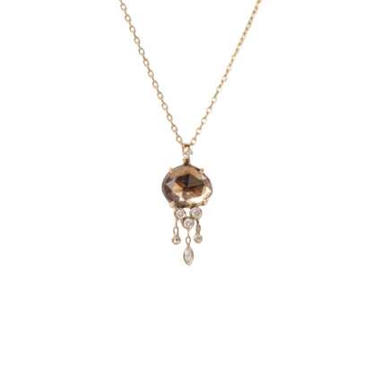 copper tourmaline & dangling diamonds jellyfish necklace