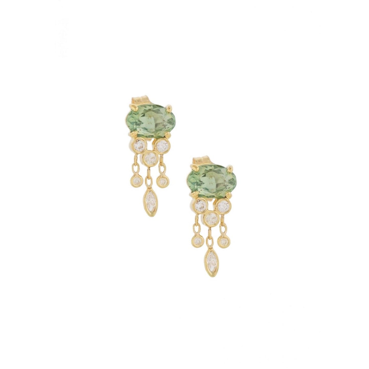 green sapphire & diamond jellyfish earrings