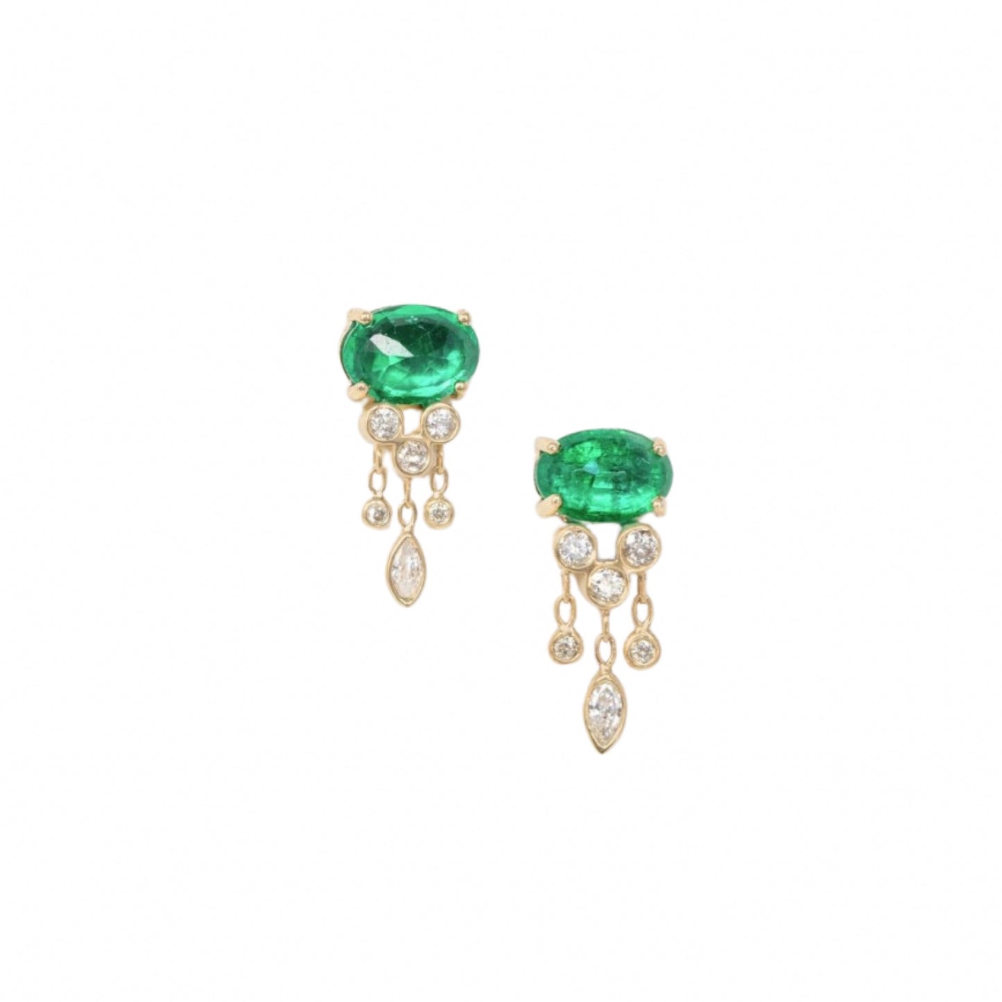 emerald & diamond jellyfish earrings