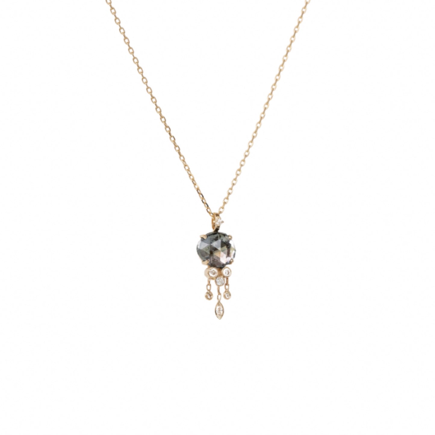 smoky tourmaline & dangling diamonds jellyfish necklace