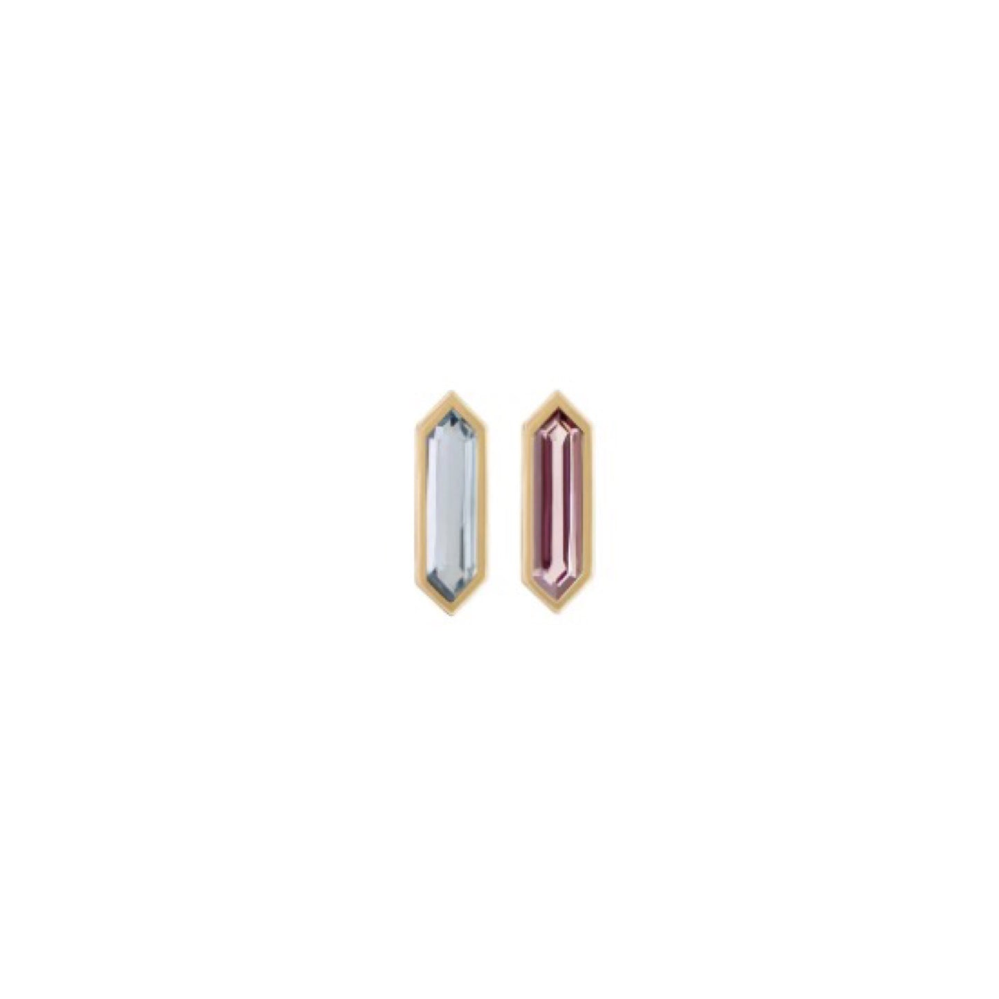 métier / mini bezel-set hexa gemstone stud earring - single