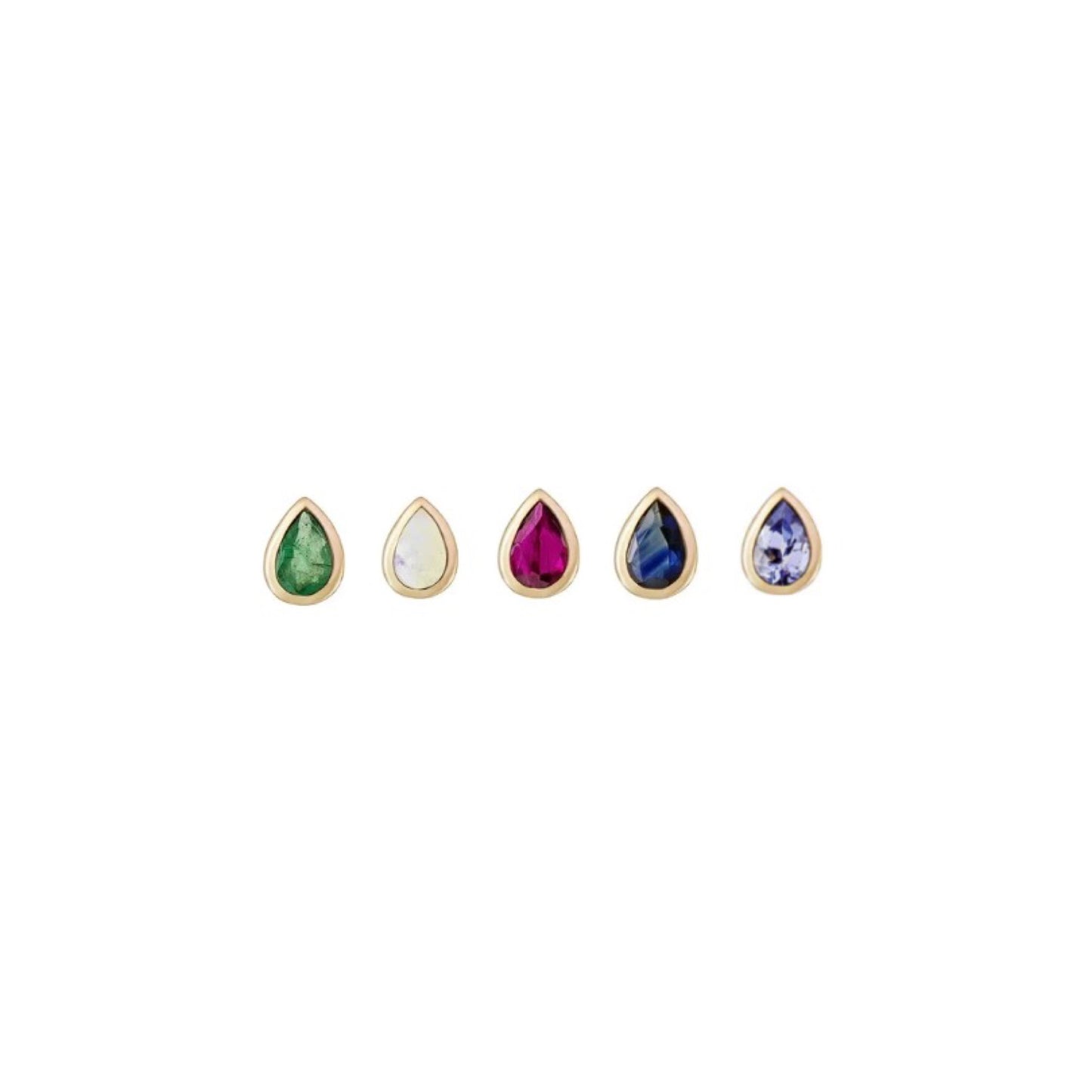 métier / mini bezel-set pear gemstone stud earring - single