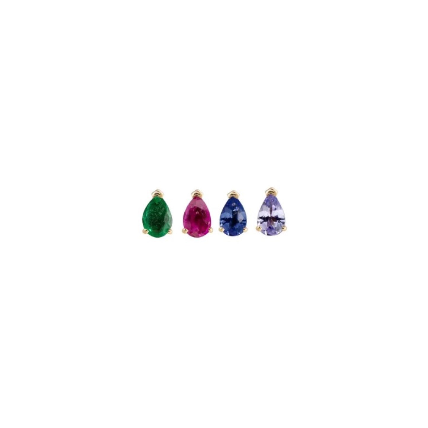 métier / mini claw-set pear gemstone stud earring - single