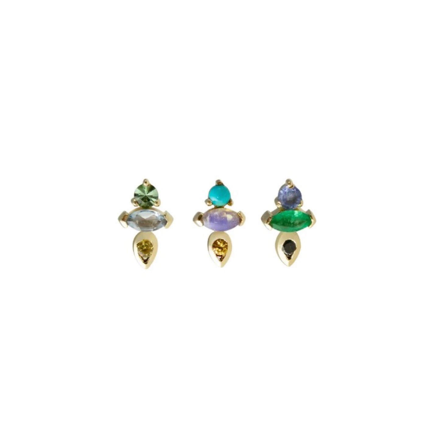 métier / am pm multi gemstone stud earring - single