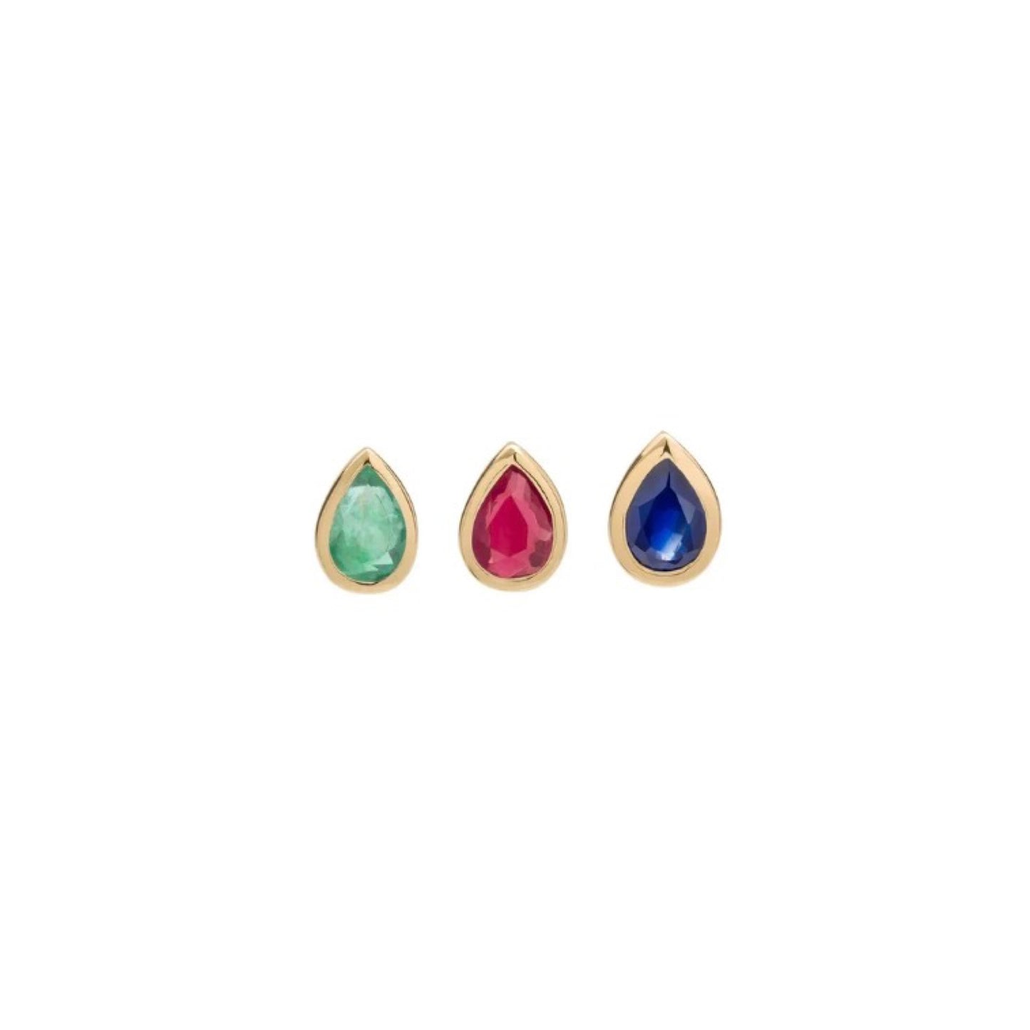 métier / bezel-set pear gemstone stud earring - single