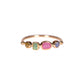 simple ring band - diamond + emerald + pink spinel + sapphire