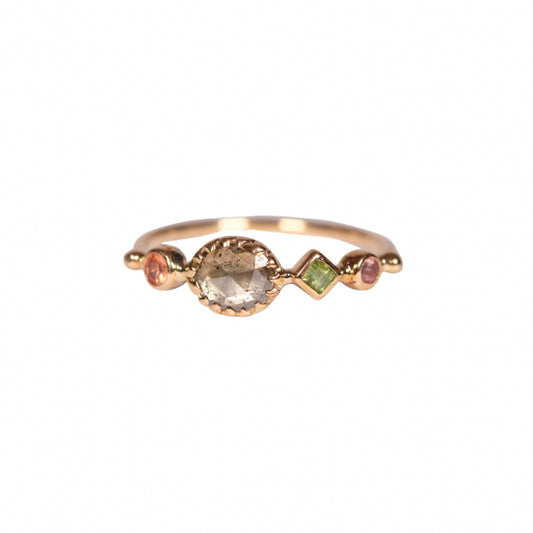 simple ring band - sapphire + tourmaline + diamond + spinel