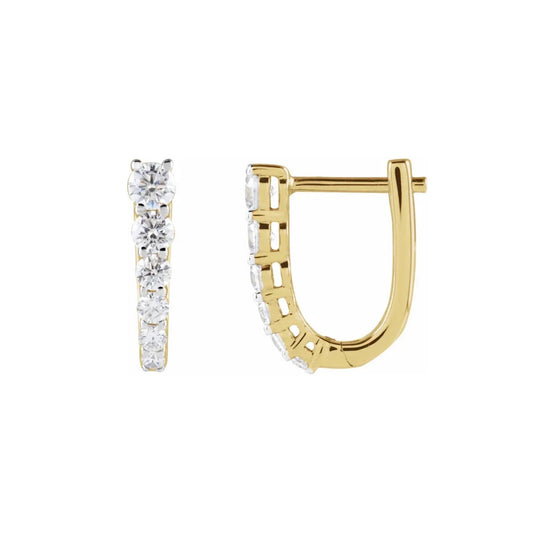 tapered u-shaped hinged hoop earrings - grown diamond