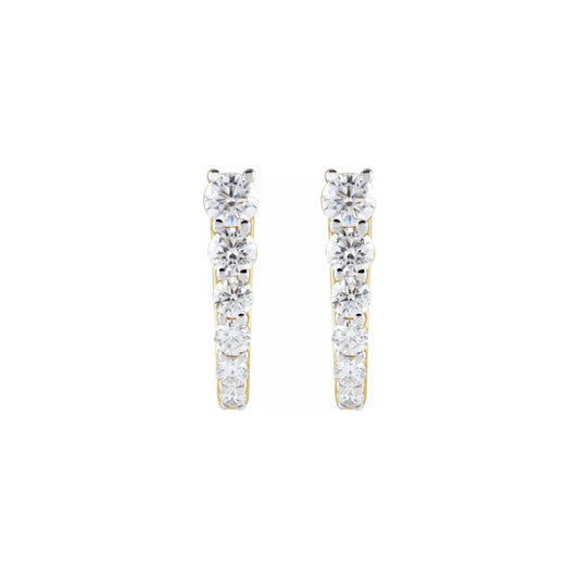 tapered u-shaped hinged hoop earrings - grown diamond