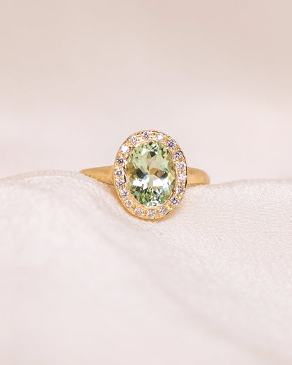 heirloom green tourmaline halo ring