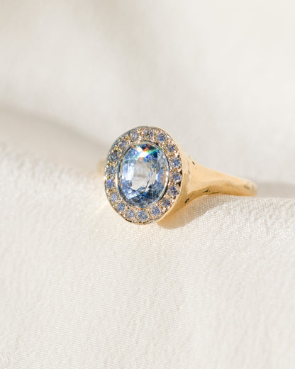 lavender sapphire halo ring