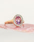 heirloom pink tourmaline halo ring