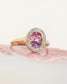 heirloom pink tourmaline halo ring