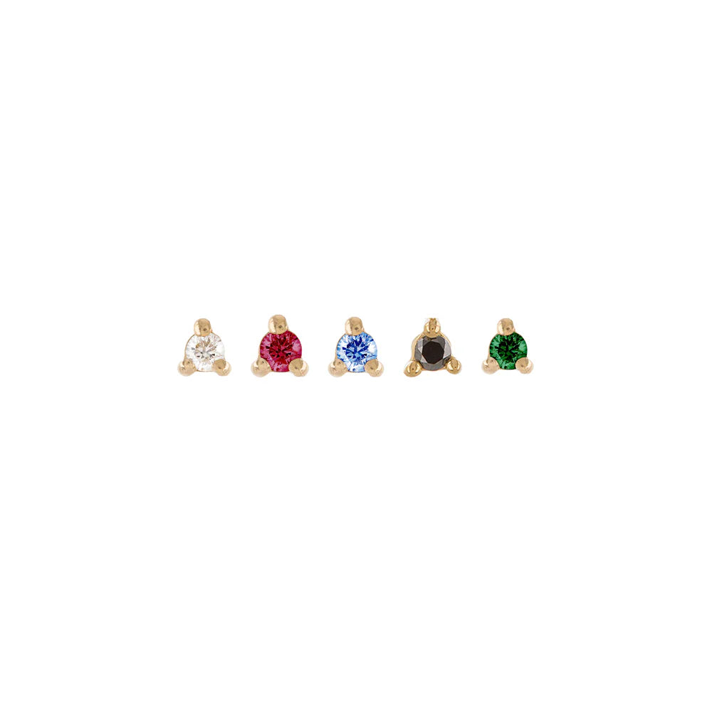 métier / petite claw-set round gemstone stud earring - single