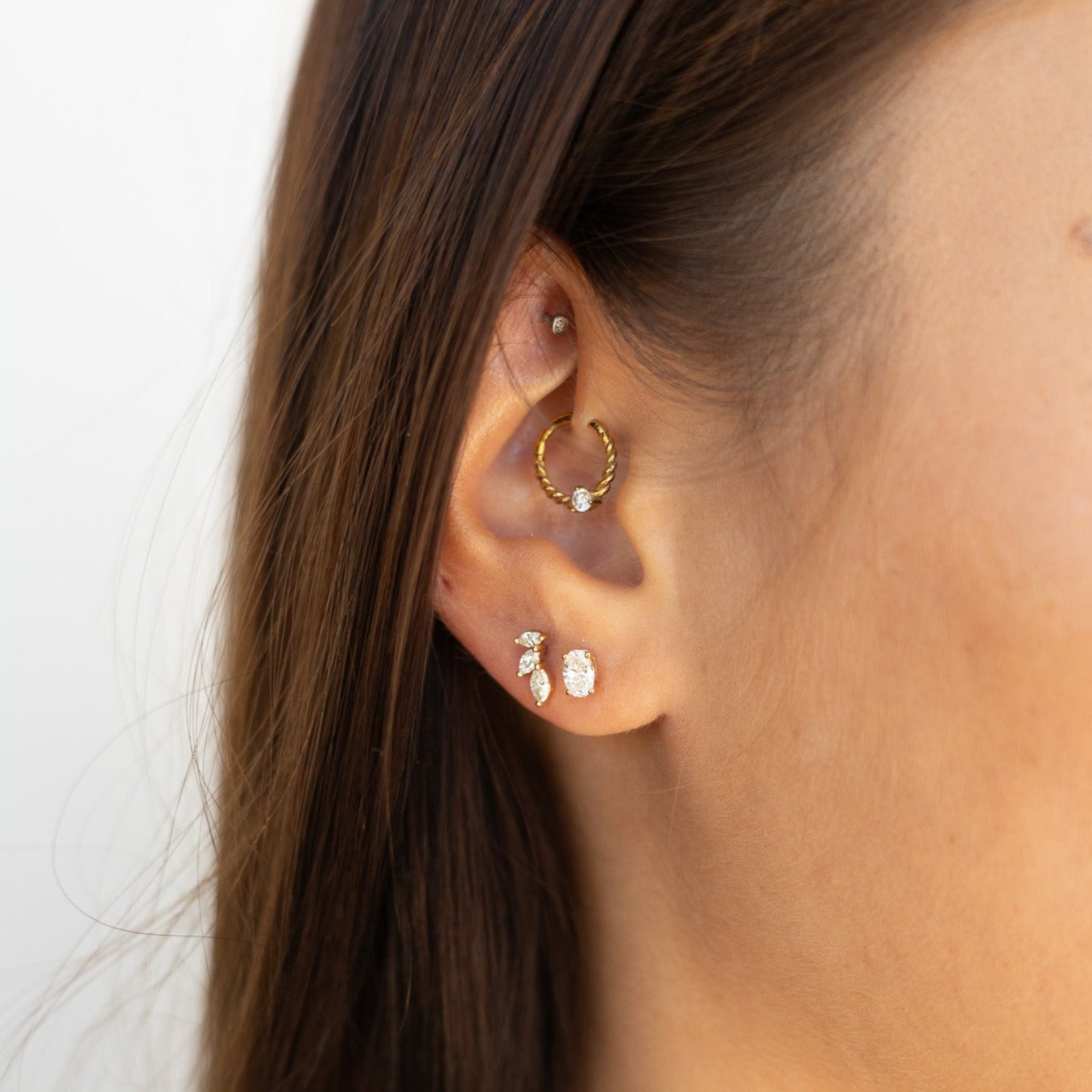 oval stud earrings - grown diamond