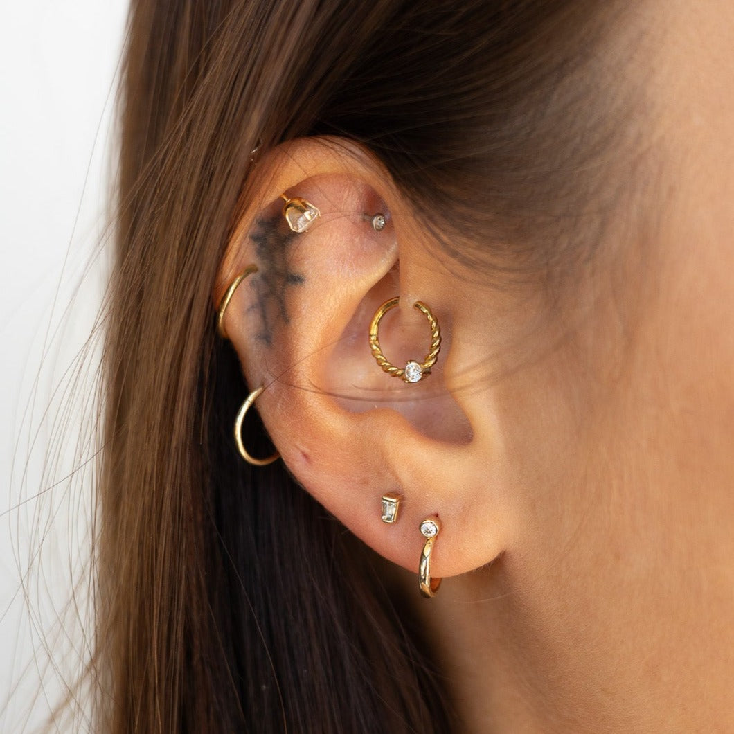 natural gem birthstone hoop earrings - diamond