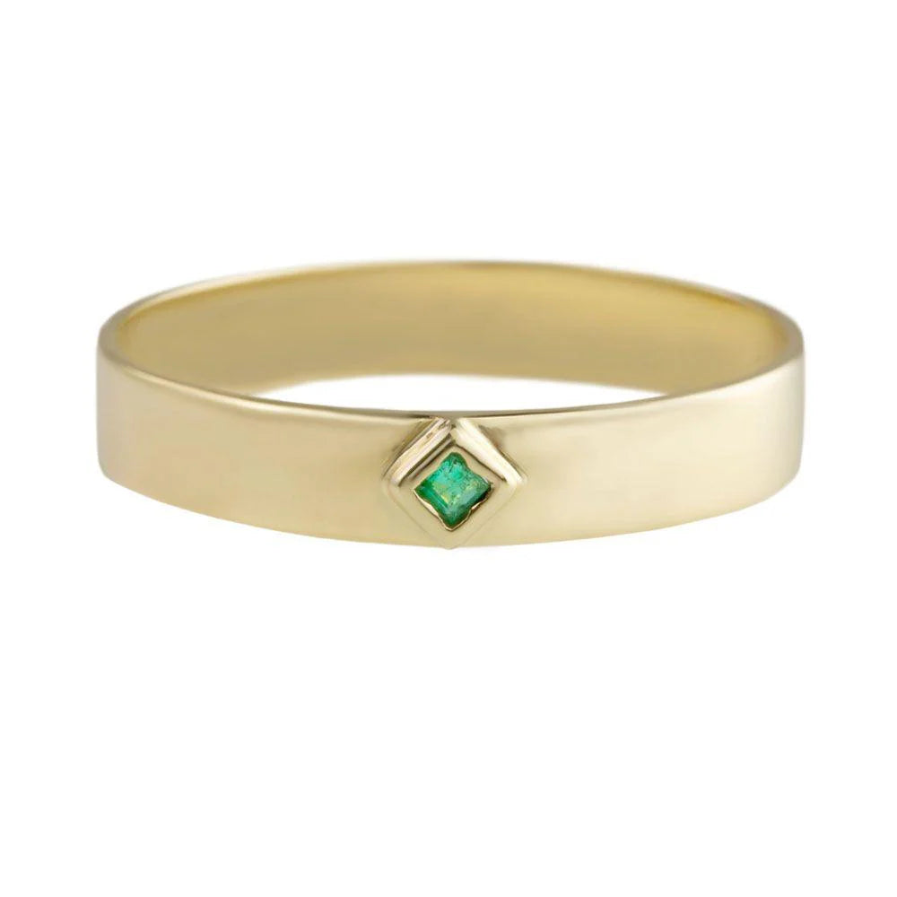 métier / emerald flat stacking ring band