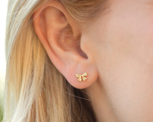 petite bow stud earrings