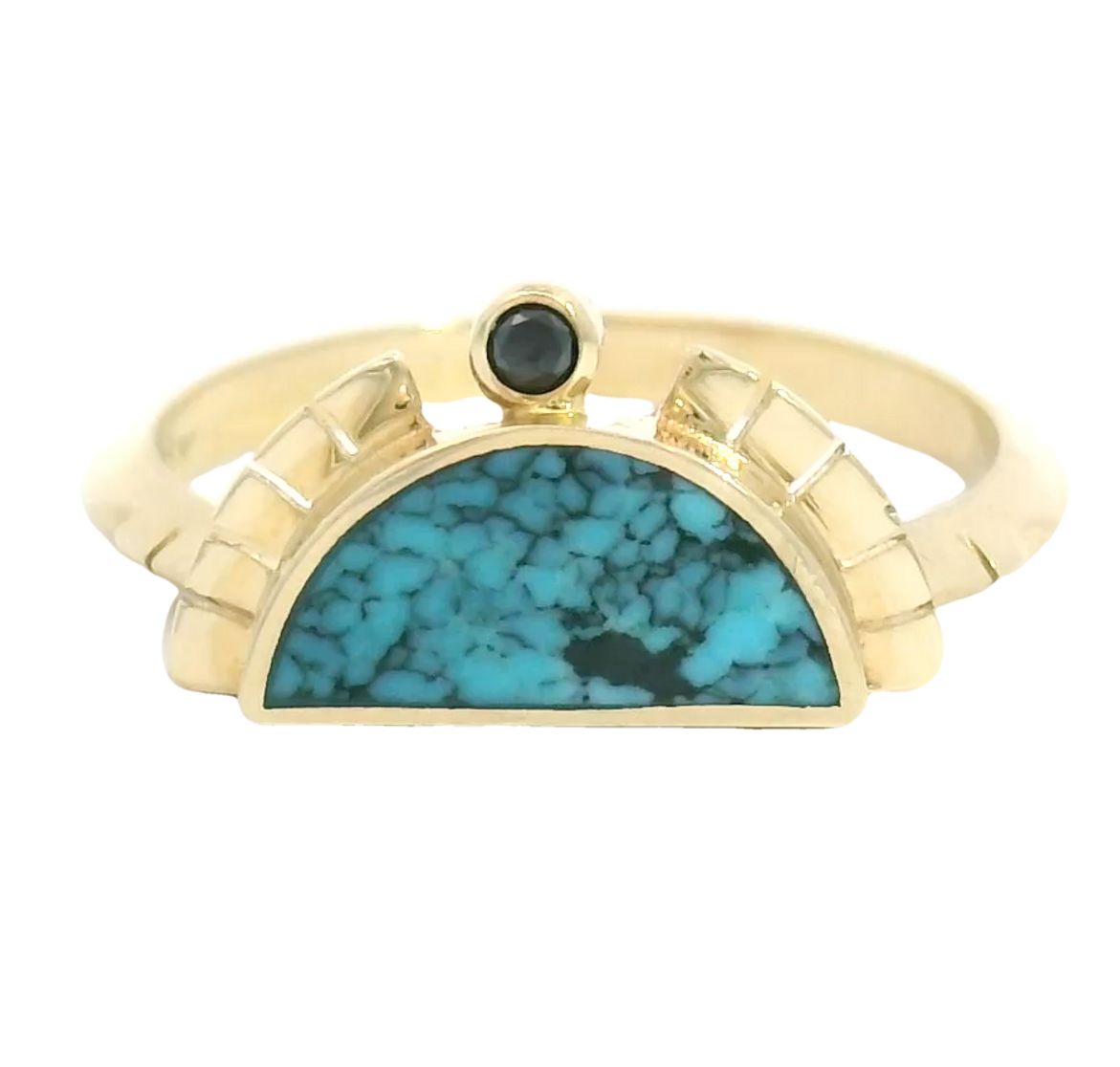 rising sol ring set - kingman black web turquoise