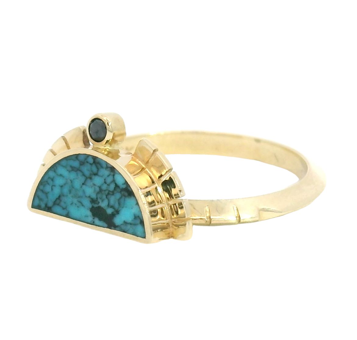 rising sol ring set - kingman black web turquoise