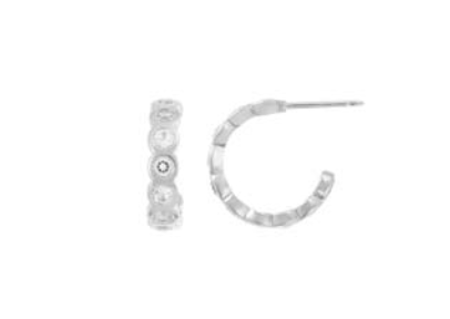 continuous bezel stone post hoop earrings - cz